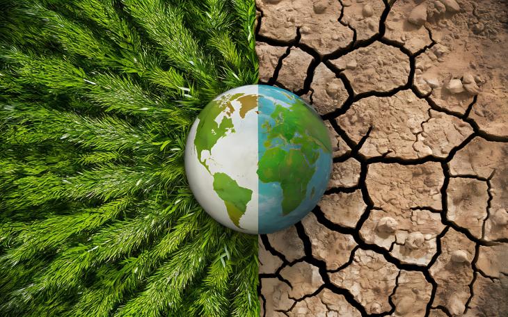 the earth showing the damages of climate change 