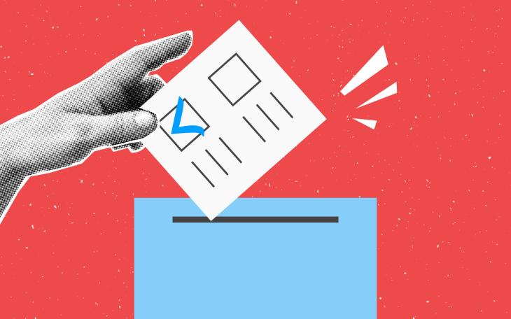 Someone sharing their vote in a ballot box